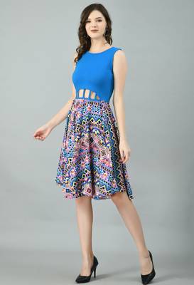 Multicolor printed crepe short-dresses 3