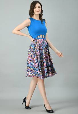Multicolor printed crepe short-dresses 4