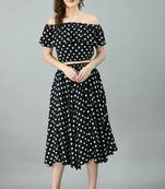 Black printed crepe short-dresses