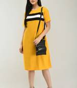 Yellow printed crepe short-dresses