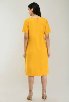 Yellow printed crepe short-dresses 2