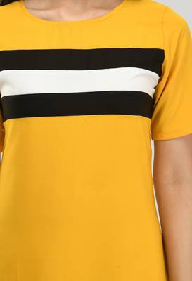 Yellow printed crepe short-dresses 3