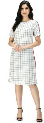 White printed crepe short-dresses 1