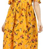 Yellow printed crepe short-dresses