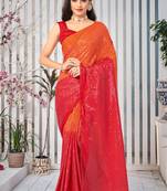 Multicolor embroidered chiffon saree with blouse