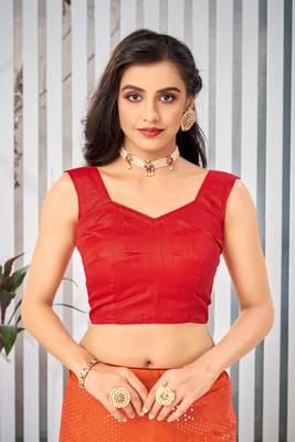 Multicolor embroidered chiffon saree with blouse 4