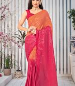 Multicolor embroidered chiffon saree with blouse