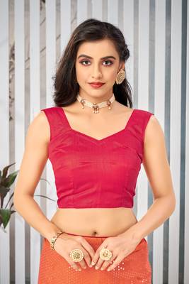Multicolor embroidered chiffon saree with blouse 4