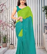 Multicolor embroidered chiffon saree with blouse