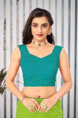 Multicolor embroidered chiffon saree with blouse 4