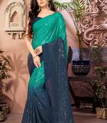 Multicolor embroidered chiffon saree with blouse