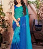 Multicolor embroidered chiffon saree with blouse