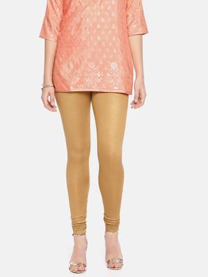 Gold plain polyester leggings 2