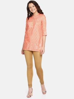 Gold plain polyester leggings 4