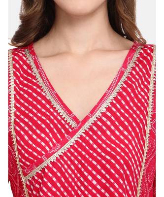 Traditional Gota Bandhani Printed Kurta Set with Dupatta 4