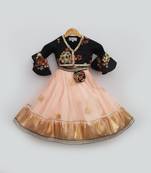 Black Printed Choli with Gota Embroidery Lehenga