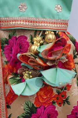 Green Choli with Printed Lehenga 3