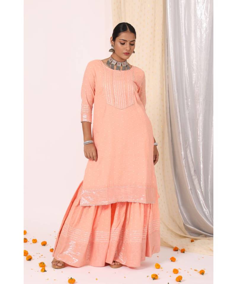 Meera Plum Kurta Sharara Set