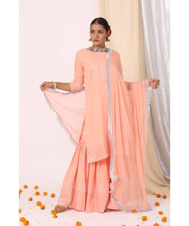 Meera Plum Kurta Sharara Set