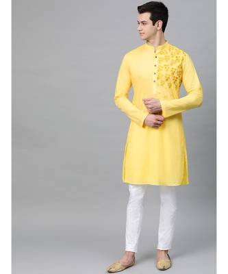 Yellow Embroidered Straight Kurta 1