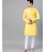 Yellow Embroidered Straight Kurta