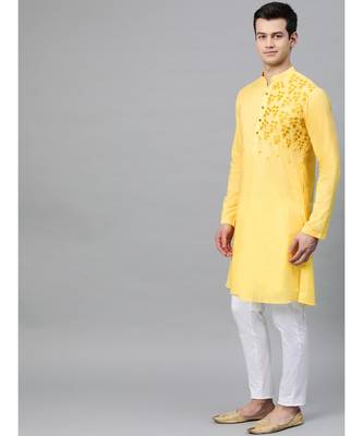 Yellow Embroidered Straight Kurta 3