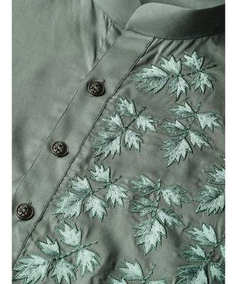 Olive Embroidered Straight Kurta 2