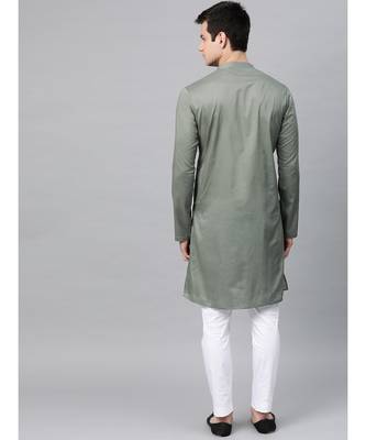 Olive Embroidered Straight Kurta 4