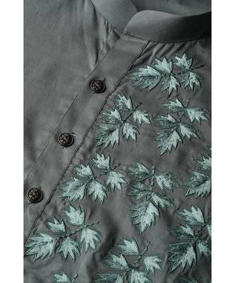 Olive Embroidered Straight Kurta 6