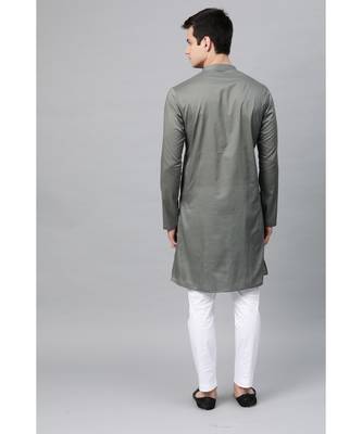 Olive Embroidered Straight Kurta 7