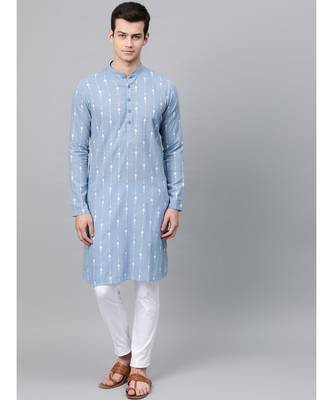 Blue Printed Straight Kurta 1