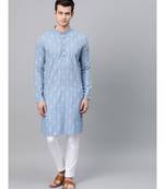 Blue Printed Straight Kurta