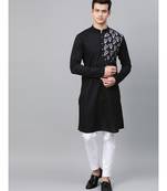 Black Embroidered Straight Kurta