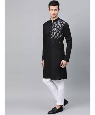 Black Embroidered Straight Kurta 3