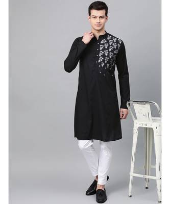 Black Embroidered Straight Kurta 5