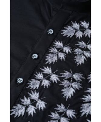 Black Embroidered Straight Kurta 7