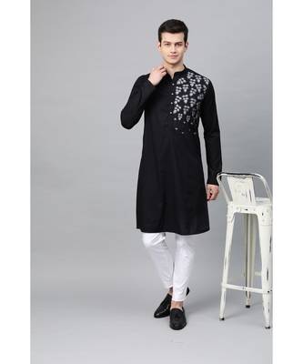 Black Embroidered Straight Kurta 8