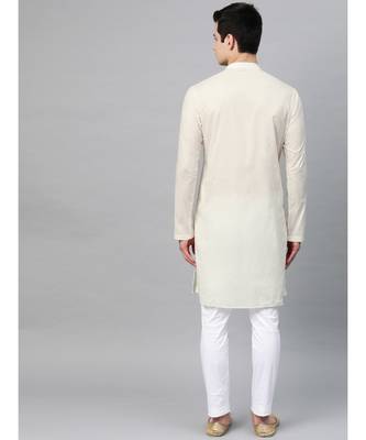 Off White Embroidered Straight Kurta 4