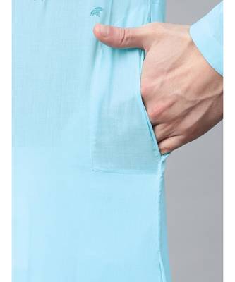 Turquoise Blue Embroidered Straight Kurta 6