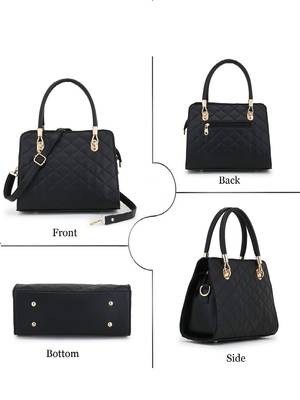 Lychee Bags Women Pu Quilted Handbags 3
