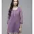 Women Hand Embroidered Purple Kota Lucknowi Chikankari Short Kurti With Slip