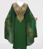 Green Georgette Stone Work Embroidered Kaftan Dress