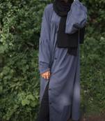 Front Open Abaya With Elasticated Sleeves and Modern Design