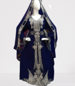 Navy Blue Zari Stone Work Georgette Islamic Style Beads Embedded Partywear Kaftan Long Gown Evening wear Dubai kaftan