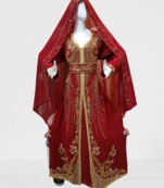 Red Georgette Hand Embroidered Kaftan 