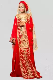 Red Georgette Aari work Kaftan