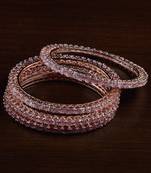 Rose Gold Plated Baby PINK Stone Embellished American Diamond Bangles BD557