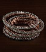Rose Gold Plated Baby MINT Stone Embellished American Diamond Bangles BD558