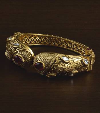 Ruby and Kundan Embellished Copper Made High Quality Bracelet BD580 1