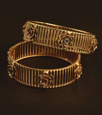 Matte Finished Ruby and Emerald Embellished Designer Bangles BD582 1